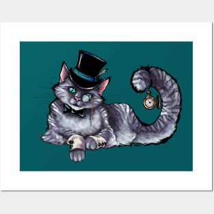 Fancy Cat - Maine Coon Longhair Tabby Gentleman Kitty T-Shirt Posters and Art